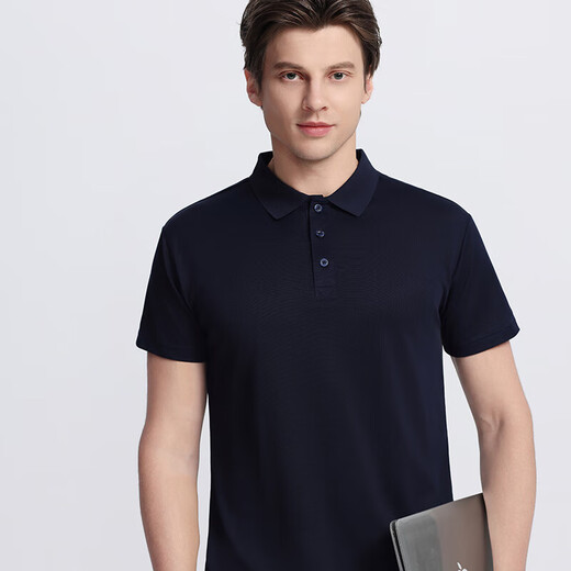 POLO shirt Jingxi self-operated counter quality men's and women's summer casual versatile short-sleeved T-shirts navy blue 4XL