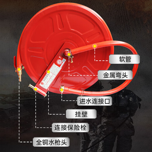 Morning fire fire reel 25m self-rescue hose water pipe 25m national standard 0.8mpa fire hydrant box hose water pipe