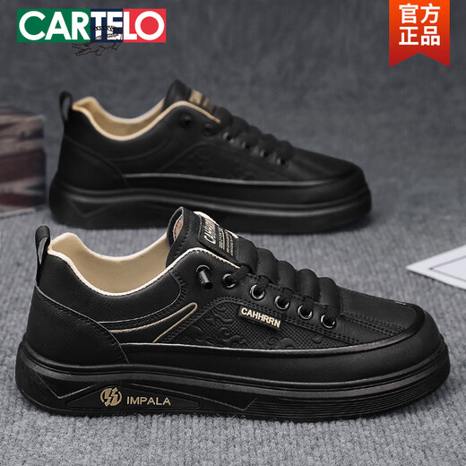 Cartelo Herrenschuhe 2025 Frühlings- und Herbst Atmungsfreie vielseitige, lässige und High-End-Schuhe Herrenleder Schuhe High-End White Schuhe 7372 Weiß und grüne Flachsohle 39