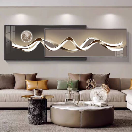 Pupan Light Luxury Modernes Wohnzimmer Dekoration Malerei Italienisch minimalistischer Stil Sofa Hintergrund wand hängende Malerei Atmosphärische Sinn überlagerte Wandmauer E1327 Helle Lichter A 8030 groß + 8020 klein = Gesamt überlagerte Länge 110 Hoch