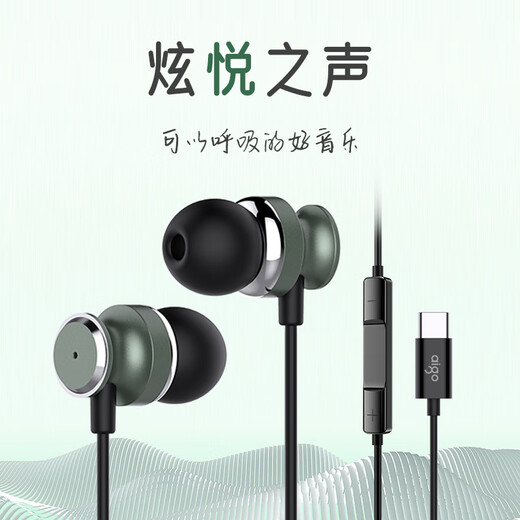 Patriot (aigo) wire-controlled earphones Type-c digital interface flat mouth wired earphones sleep music exercise suitable for Android iPhone Apple computer mobile phone universal A110D