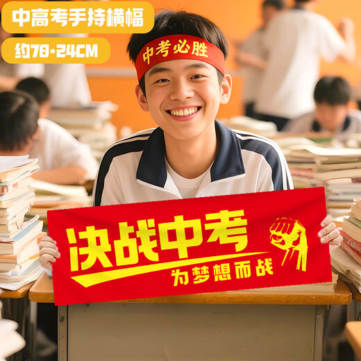 伊梦中高考必胜加油励志班级教室氛围装饰装扮布置用品定制手持横条幅 B手持条幅7024-中高考-款8