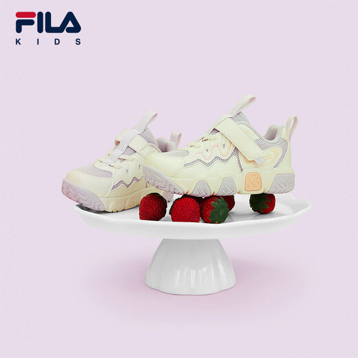 FILA children's sports shoes 2025 autumn new baby Velcro toddler shoes for boys and girls, light lavender purple/milk white-LG 26 inner length 16.0cm