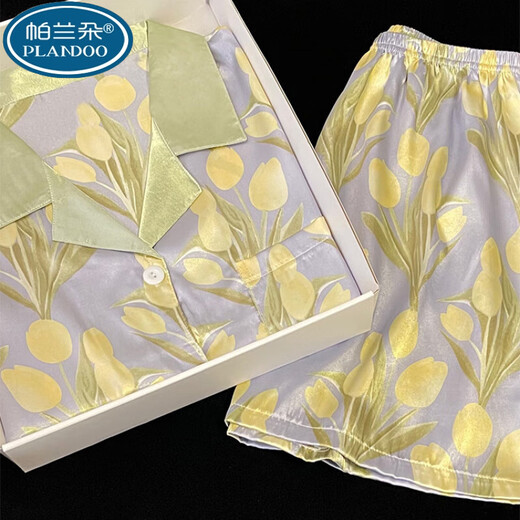 Palando 2025 Nuevo pijama para mujeres para el verano delgada seda de seda de seda de manga corta Ins Ropa para el hogar de verano de verano para el exterior. SDX#9905 Crayon Shin-shikong Shorts Shorts de manga corta M Recomendado 75-95Jin [Jin equivale a 0.5 kg]