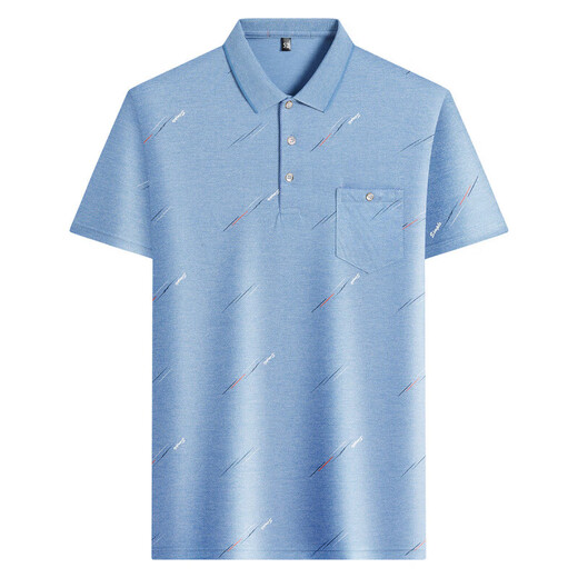 
Changxiang Huili middle-aged men's lapel short-sleeved T-shirt daddy suit summer thin polo shirt middle-aged and elderly ice silk half-sleeved men old man T ice silk-9923 blue real pocket M 48/165