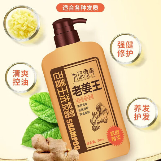 老姜王洗发水姜汁养护蓬松滋养祛屑柔顺丝滑生姜洗发露750ML 老姜王洗发水*1瓶