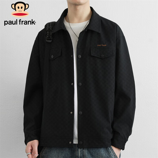 Paul Frank Jacket Men's Casual Checkerboard Jacket Men's Autumn Trendy Windproof Top Men's Black XL