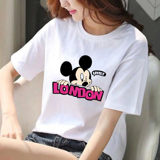 ANTCITY 202025新款韩版港风白色cec短袖T恤女宽松学生半袖上衣服ins潮T恤女 5155白色 M 85-95