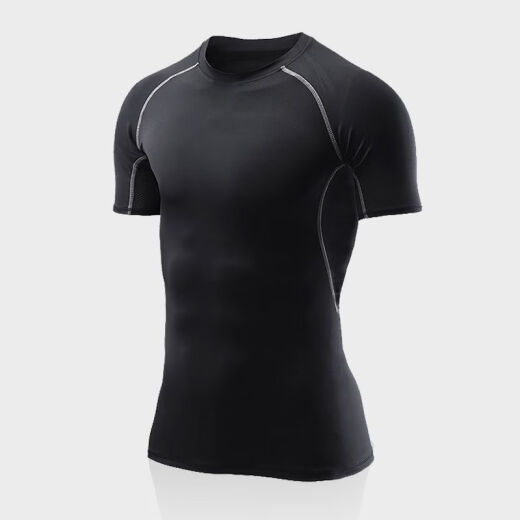 ZIPJBX Deportes para hombres de manga de manga de manga de manga de manga rápida Top Camiseta alta elástica de sudor elástica Traje de fitness con traje de baloncesto 6319 CONTINACIÓN CORTA + 829 pantalones cortos negros S (referencia: 90-100Jin [Jin equivale a 0.5 kg])