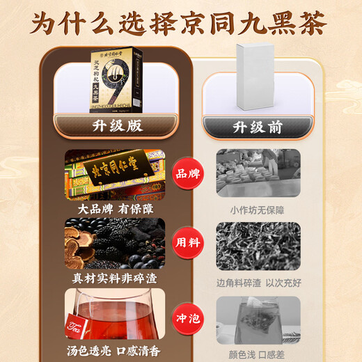 北京同仁堂九黑发黄精五黑茶养黑生发汤桑葚黑枸杞黑芝麻固养黑方灵芝养生茶 3盒装  滋养发根  乌黑养发