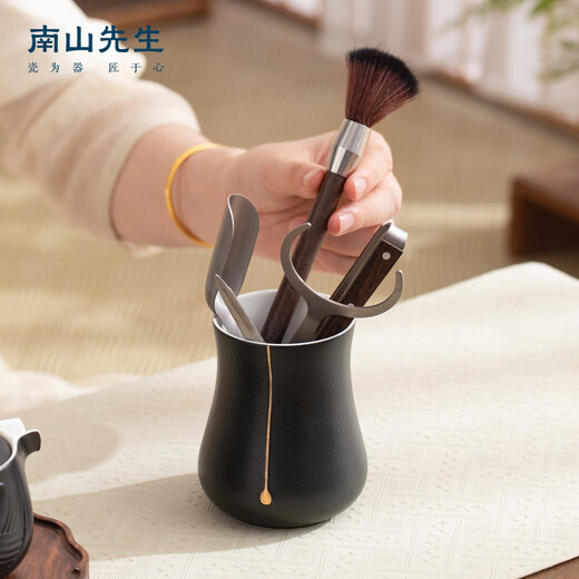 Mr. Nanshan Kung Fu Tea Set Accessories Chinese Tea Spoon Tea Clamp Pure Titanium Six Gentlemen Tea Ceremony Accessories Black White Gold Liu Gentle Black White Gold Liu Gentle Pure Titanium Zen Style Black