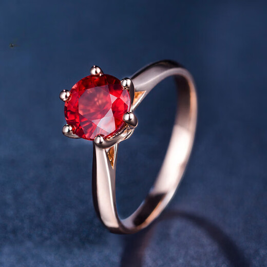 COASZE red gemstone ring for women 18K gold garnet color treasure classic six-claw rose gold gemstone for girlfriend, red 18K gold, about 1 carat garnet