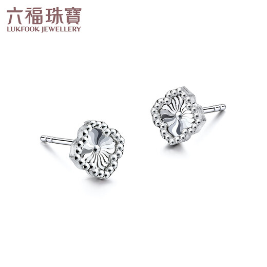 Lukfook Jewelry platinum earrings four-leaf clover platinum 950 water ripple car flower earrings price about 1.59 grams