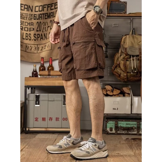 夏季工装短裤男潮牌ins宽松休闲潮流外穿中裤百搭韩版五分裤 军绿色 D03潮衫公会 L