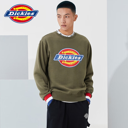 Dickies圆领卫衣logo印花罗纹袖口男士秋新品棉上衣加绒情侣9587 白色9713 男女同款 XS