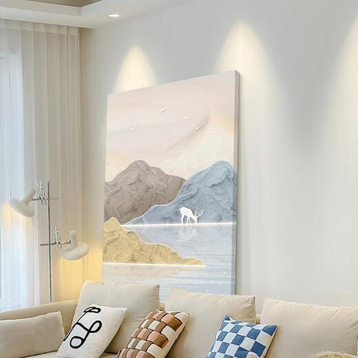 三栖虎日照金山客厅装饰画山水风景肌理挂画玄关走廊落地画沙发后墙壁画 15833-3 40*60