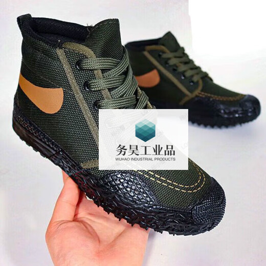 Jiefang-Schuhe Herren Arbeitskleidung Schuhe Arbeit Schutz Gummi Schuhe Migranten Migranten Schuhschuhe Leinwand High Top Shoes kearresistente und Anti-Rutschindustrie 3531 Grasland High Special Schuhe 37