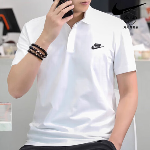 耐克polo衫男士t恤短袖运动服夏季新款翻领半袖跑步训练体恤 FN3895-100/白色/纯棉/2024新款 M 120-130斤