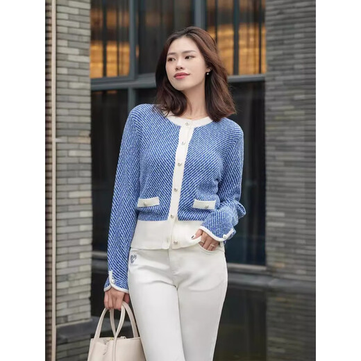[Armani Hersteller] Big Brand Homologe Xiaoxiangfeng Woll-Strickjagd für Frauen-Pullover Long Sleeve Cardigan für Frauen Blue L (100-120jin [Jin entspricht 0,5 kg])