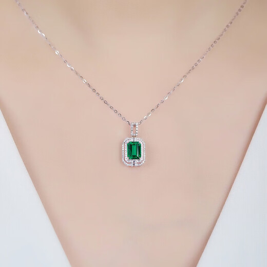 HEEKAIYI Emerald Necklace for Women 18k Gold Diamond Pendant Chinese Valentine's Day Birthday Gift for Wife and Girlfriend Selected 1 Carat/Emerald/Certificate Guaranteed