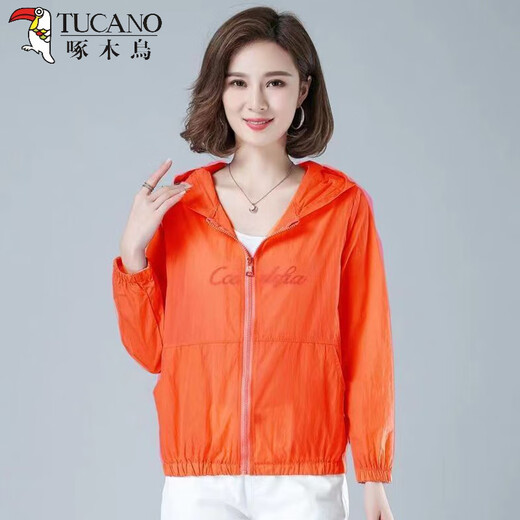 Woodpecker sunscreen clothes for women 2025 summer new breathable hooded thin coat mother suit long sleeve Korean style trendy white thin thin M