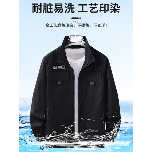 Dandange Spring and Automne Elastic Work Clothes Set Men's's Protection de la main-d'œuvre Vêtements de construction résistants à l'usure Factory Work Wear Repair Auto Veste de travail en plein air Elastic [JQ679 Gray] Set Summer Thin Model M 165 [Convient pour 90-110Jin [Jin est égal à 0,5 kg]]]