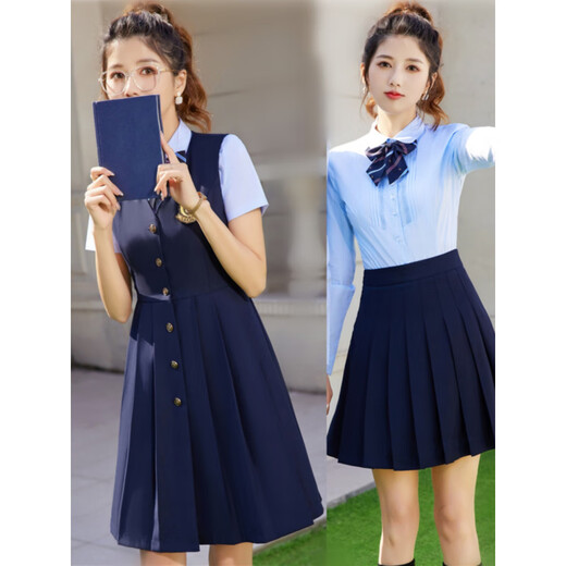 幼儿园老师连衣裙两件套教师园服套装早教幼师工作服女学院风夏季 9926灰色单西装 S