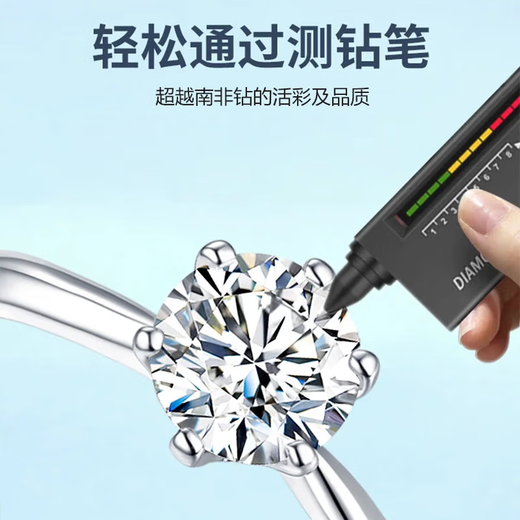 DR Proposal Diamond Ring Starry Series Moissanite Diamond Ring Sterling Silver Platinum Plated Proposal Ring as a Holiday Gift for Girlfriend 1 Carat Main Diamond Live Ring Adjustable Size