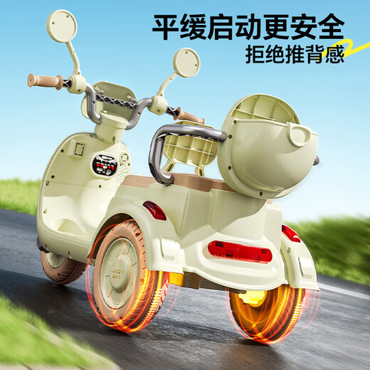 梦多福儿童电动摩托车三轮遥控玩具车可坐双人宝宝0-12岁小孩一周岁礼物 绿色【双驱12v9A+蓝牙+遥控】 男孩生日礼物女孩3-6岁