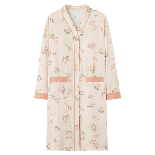 
Feng Gulan's new imitation cotton women's long-sleeved pullover confinement clothes cardigan nightgown pregnant women postpartum lactation leisure HD-3881 4XL code (180-200Jin [Jin equals 0.5 kg])