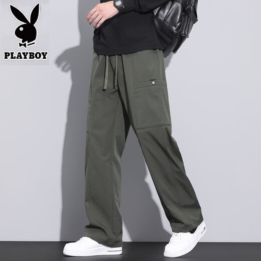 Pantalon décontracté Playboy pour hommes en été mince pantalon d'hommes en liberté pour les pantalons de paratrooper d'été pantalons de travail de charge sportive américaine pour hommes 9856 Military Green [Summer Thin] 4xl [180-200jin [Jin est égal à 0,5 kg]]]
