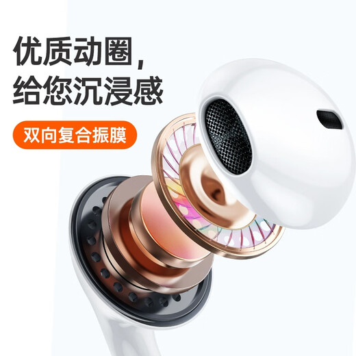 YOMO original version Type-C headset flat wired headset gaming e-sports headset suitable for Apple Huawei Xiaomi oppo mobile phone Apple 15/16-white