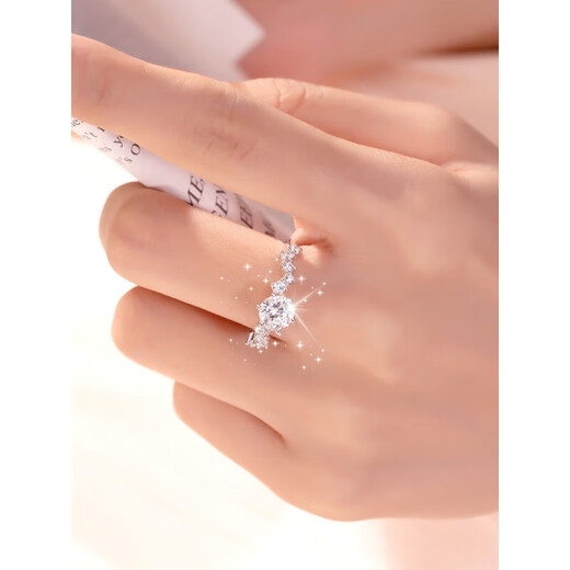 DR moissanite diamond ring platinum sterling silver ring women's fashionable proposal wedding Galaxy Secret Wedding Ring Ceremony 1 carat-Galaxy Shengshi Diamond Ring Close Contact Customer