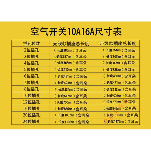 PDU power supply industrial row socket 10A16A4000W leakage protection space switch 3458-bit national standard five-hole wiring board wireless 2-bit 10A with space switch 2500W wireless built-in wiring