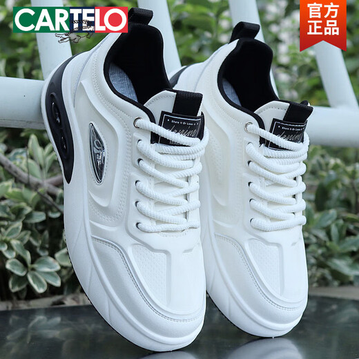 Cartelo Krokodilschuhe Herren 2025 Herbst Leichtes Little weiße lässige lässige Schuhe Männer dicker Sohle vielseitiger Leder Sportschuhe weiche Sohle Laufschuhe 9910 Weiß grau 38 Standardgröße
