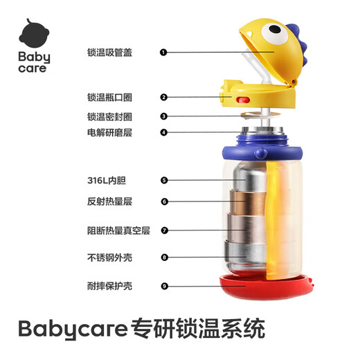 Babycare children's water cup 6 months and above baby T-Rex stainless steel insulated cup for school 450ml - new and old styles mixed