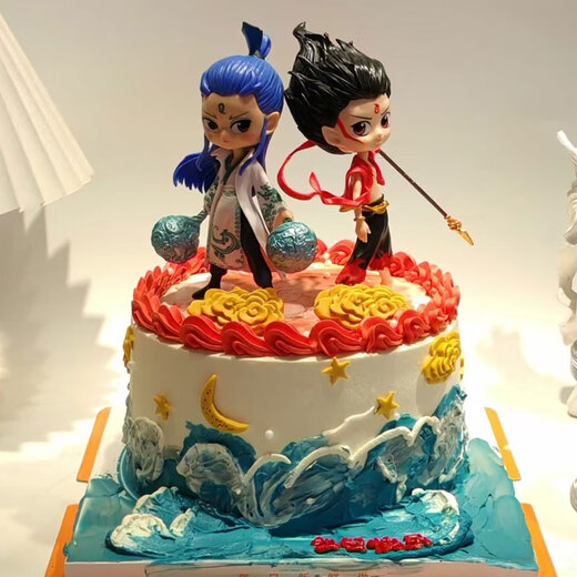 Manheng Internet Celebrity Birthday Children's Cake Boys and Girls Same-City Delivery Customized Nezha Cake 450g 6 inches