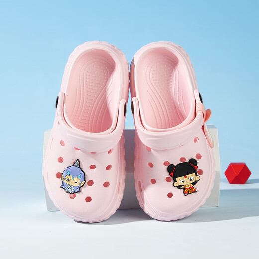 SNOOPY Snoopy children's shoes children's hole shoes Nezha cartoon boys and girls slippers outdoor garden shoes 2142 pink 36