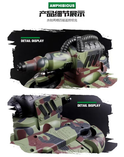 RSRDDY Kindertankauto Spielzeugboot Amphibienferngesteuertes Auto Junge Elektrischer Allradantrieb Verformungsauto Spray Amphibienwassersprühtank Geschenkbox Zwei Sätze Batterien Kostenlose Fernbedienungsbatterie + Werkzeuge