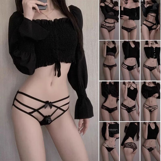 Sexy underwear open, sexy black underwear flirting large size thong panties passionate women's suit one size 80140 size 1 Isabella