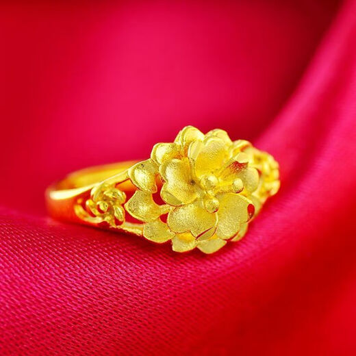 Genuine 18K gold ring, fine gold color, pure K gold phoenix tail, fashionable, simple, personalized, opening, adjustable wedding gift, 0.01g, rose style, certificate gift box