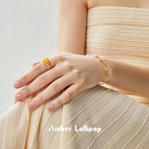 Amber Lollipop beeswax ring women's yellow amber ring open index finger ring anniversary birthday gift for girlfriend and wife