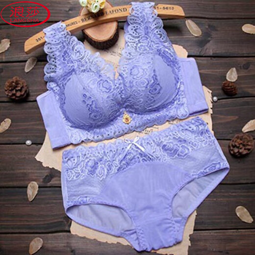 
LangSha [Bra set/single piece] Sexy lace beautiful back without steel rings, small breasts gathered medium-thick thickened bra underwear 2017 pink [Single piece] 75B 34 [Medium-thick]