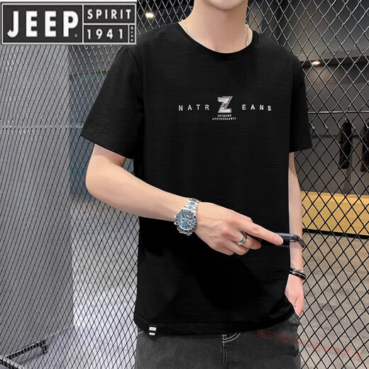 JEEP SPIRIT冰丝短袖男款夏季2025新款t恤潮牌衣服薄夏天T恤衫半截袖上衣 AB8286粉色+AB6219白色 M
