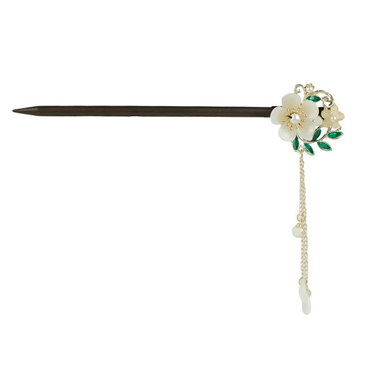 Lingchuan New Chinese Style Black Sandalwood Hairpin Ancient Style Headdress Banana Fan Tassel Step Shake Hairpin Ancient Costume Hanfu Hairpin Accessories for Women Yishang