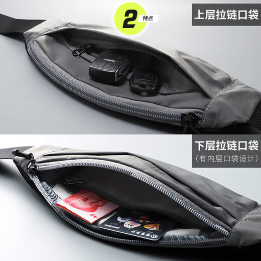 JCZS sports waist bag women's running mobile phone bag men's waterproof summer mobile phone artifact fitness invisible light morning running belt sports handbag black arm and wrist dual use