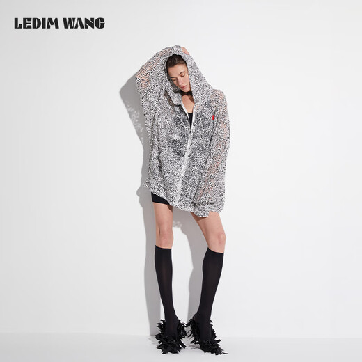 LEDIM WANG【红标系列】蕾丝印花连帽外套女夏2025新款宽松慵懒感 印花（预售） L 身高170-175，体重120-130斤