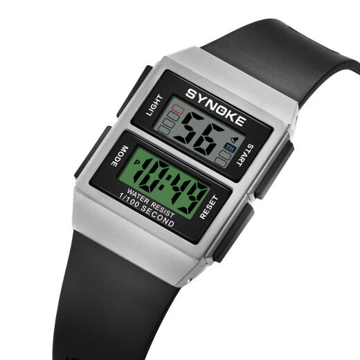 Shinuoke Student Electronic Watch Thin Design Retro Classic Small Black Watch Waterproof Luminous Sports Men's Watch 9896 Silver