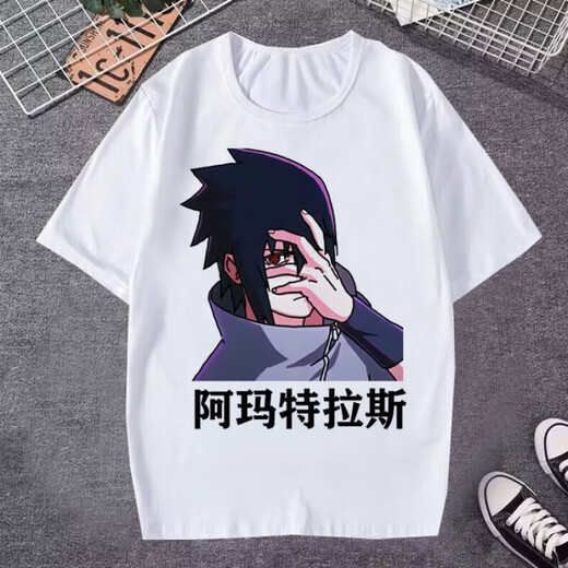 Naruto T-Shirt Amatras Naruto Sasuke Emoticon Pack lustiger Teenager halbärmeliger Sommer [Weiß kurzärmelig] Naruto 4 Einzelgröße Kinderkleidung 160 Empfohlene Höhe 148-15885