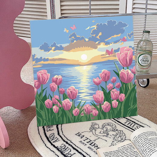 Wei Ci Digital Huile Painting DIY ROSE ROSE PEINTURE D'HUILE EN PEMENT POUR LE ROSE COLORAGE FORMES MAINS SOIR SOL